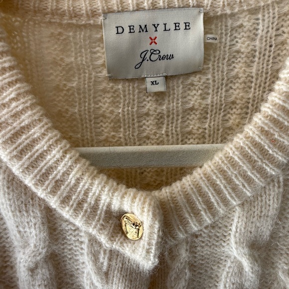 J. Crew Demylee Ivory Knit Cardigan XL - Picture 3 of 6